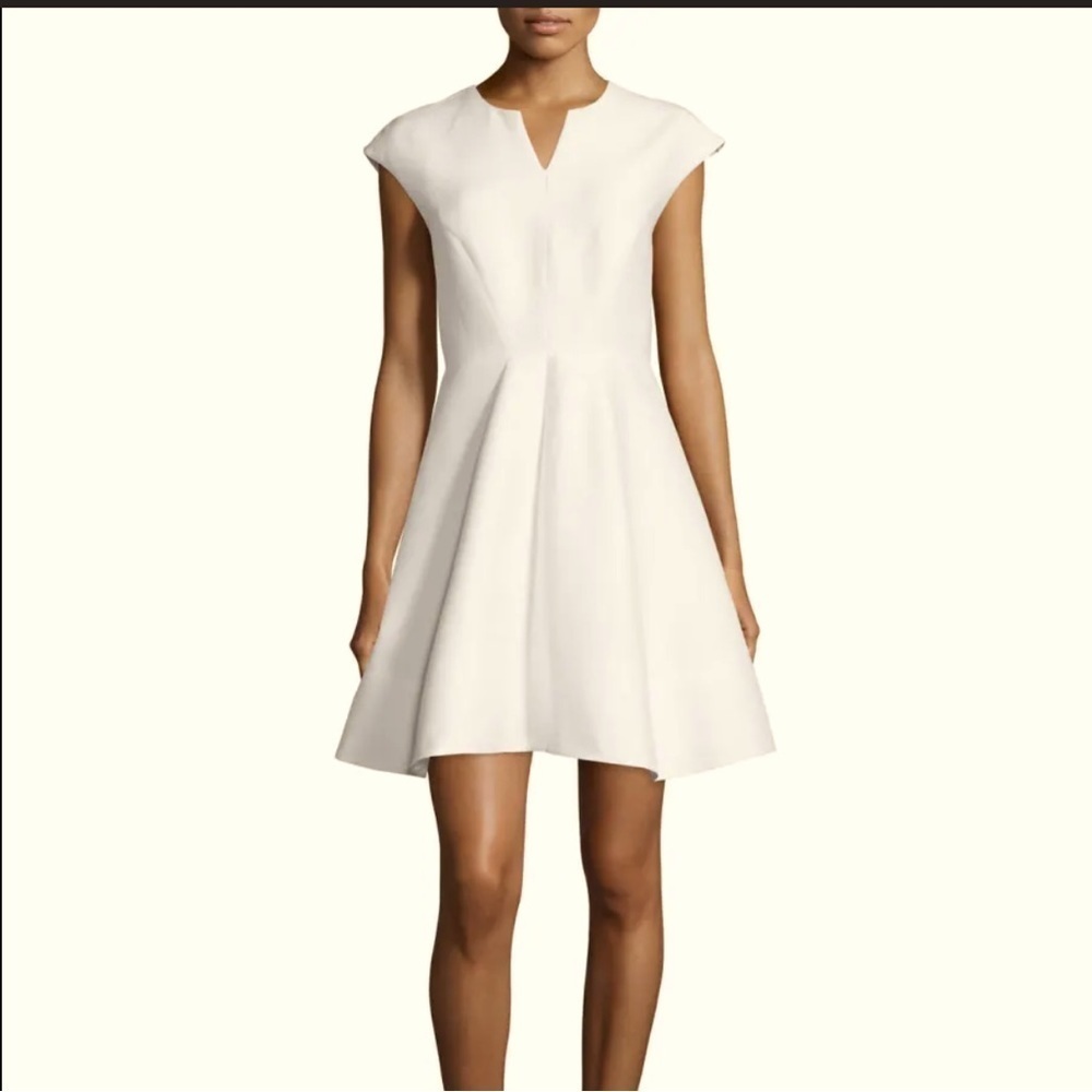 Halston A-Line Party Dress V neck Cap Sleeve